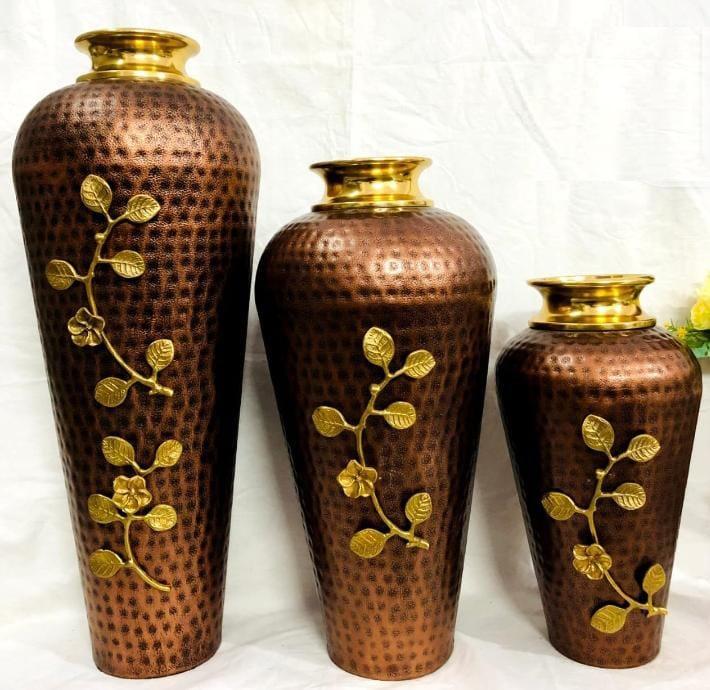 Export Quality Luxury Copper Flower Vase with Hammered Finish for Table Centerpiece, Wedding, and Event Decoration For Export