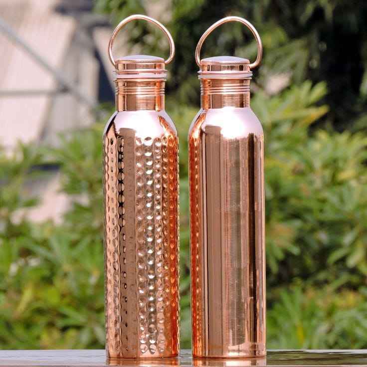 Pure Copper Water Bottle for Daily Drinking Ayurvedic Health Benefits Leak Proof Design Handmade Copper Water Bottle