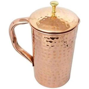 Luxury Handmade Hammered Copper Jug with Durable Body and Easy Grip Handle for Storing and Serving Fresh Drinking Water Daily