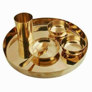 Traditional Look Handmade Copper Thali Set with Strong Material Perfect for Serving Food Daily Use & Traditional Home Decoration