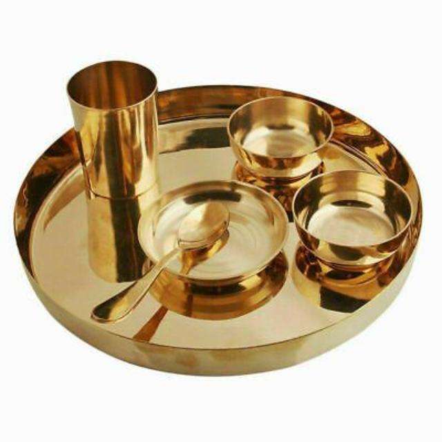 Traditional Look Handmade Copper Thali Set with Strong Material Perfect for Serving Food Daily Use & Traditional Home Decoration
