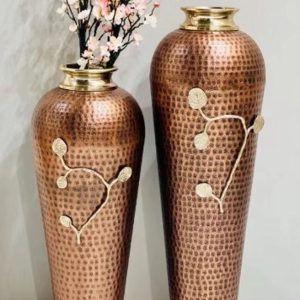 Handcrafted Pure Copper Flower Vase for Home Decoration Living Room, Hotel, and Gift Use Available for Factory Price