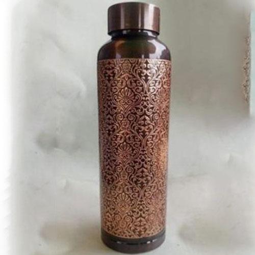 Strong Quality Leakproof Pure Copper Bottle with Heavy Lid and Smooth Surface for Home Use Gym Travel Water Storage from India