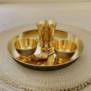 Superior Quality Copper Thali Set with Long Lasting Material Smooth Surface Perfect for Serving Meals Kitchen Use and Gifting