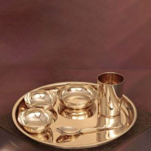Antique Finish Copper Thali Set Includes Complete Plate Bowl Glass Spoon Set Ideal for Home Temple Office & Special Occasion Use