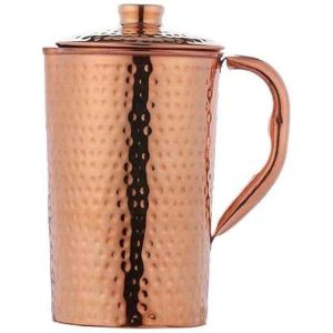Stylish Polished Copper Jug with Classic Design Heavy Duty Handle and Perfect Capacity for Drinking Water Storage and Serving