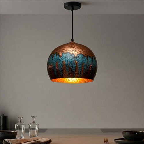 Indian Supplier Copper Hanging Pendant Light for Office Desks or Studios and Modern Interiors Available at Affordable Price