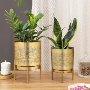 With Stand Brass Planters