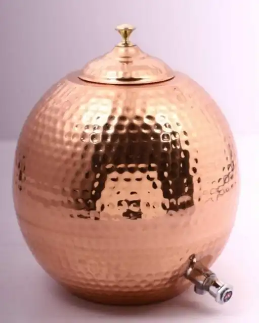 Pure Copper Water Dispenser with Tap Ayurvedic Storage Container for Daily Healthy Drinking Water at Home or Office from India