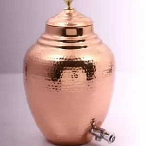 Pure Copper Water Dispenser with Tap Ayurvedic Storage Container for Daily Healthy Drinking Water at Home or Office from India