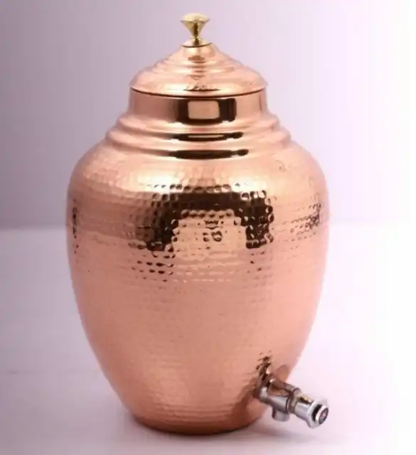 Pure Copper Water Dispenser with Tap Ayurvedic Storage Container for Daily Healthy Drinking Water at Home or Office from India - Image 2