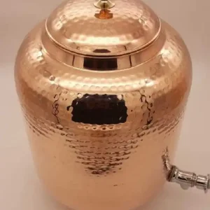 Pure Copper Water Dispenser with Tap Ayurvedic Storage Container for Daily Healthy Drinking Water at Home or Office from India