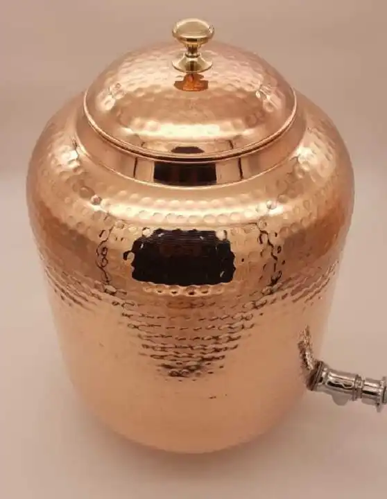 Pure Copper Water Dispenser with Tap Ayurvedic Storage Container for Daily Healthy Drinking Water at Home or Office from India - Image 3