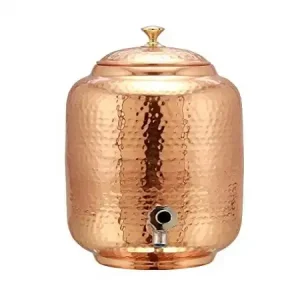 Elegant Hammered Copper Water Dispenser Leak-Proof Design with Lid & Tap for Home and Workplace Use from India