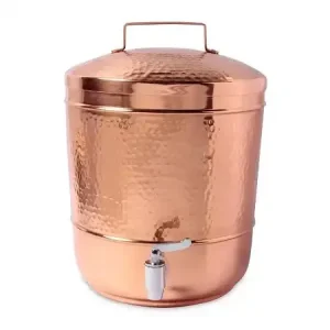 Elegant Hammered Copper Water Dispenser Leak-Proof Design with Lid & Tap for Home and Workplace Use from India